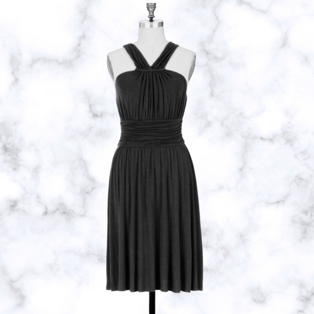 Anthropologie Velvet Halter Neck Dress in Black Size M